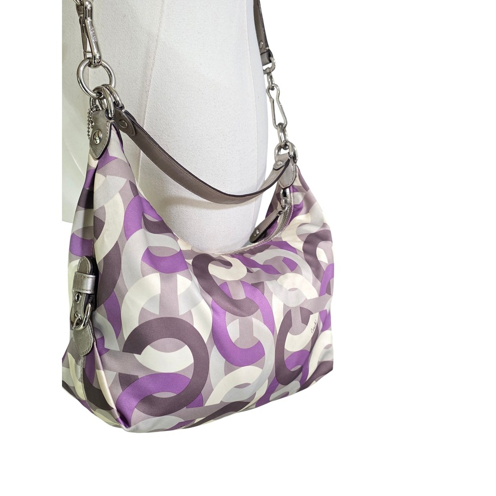 Coach Poppy Madison Shoulder Bag Womens Medium Purple Silver 14291 - Picture 2 of 16